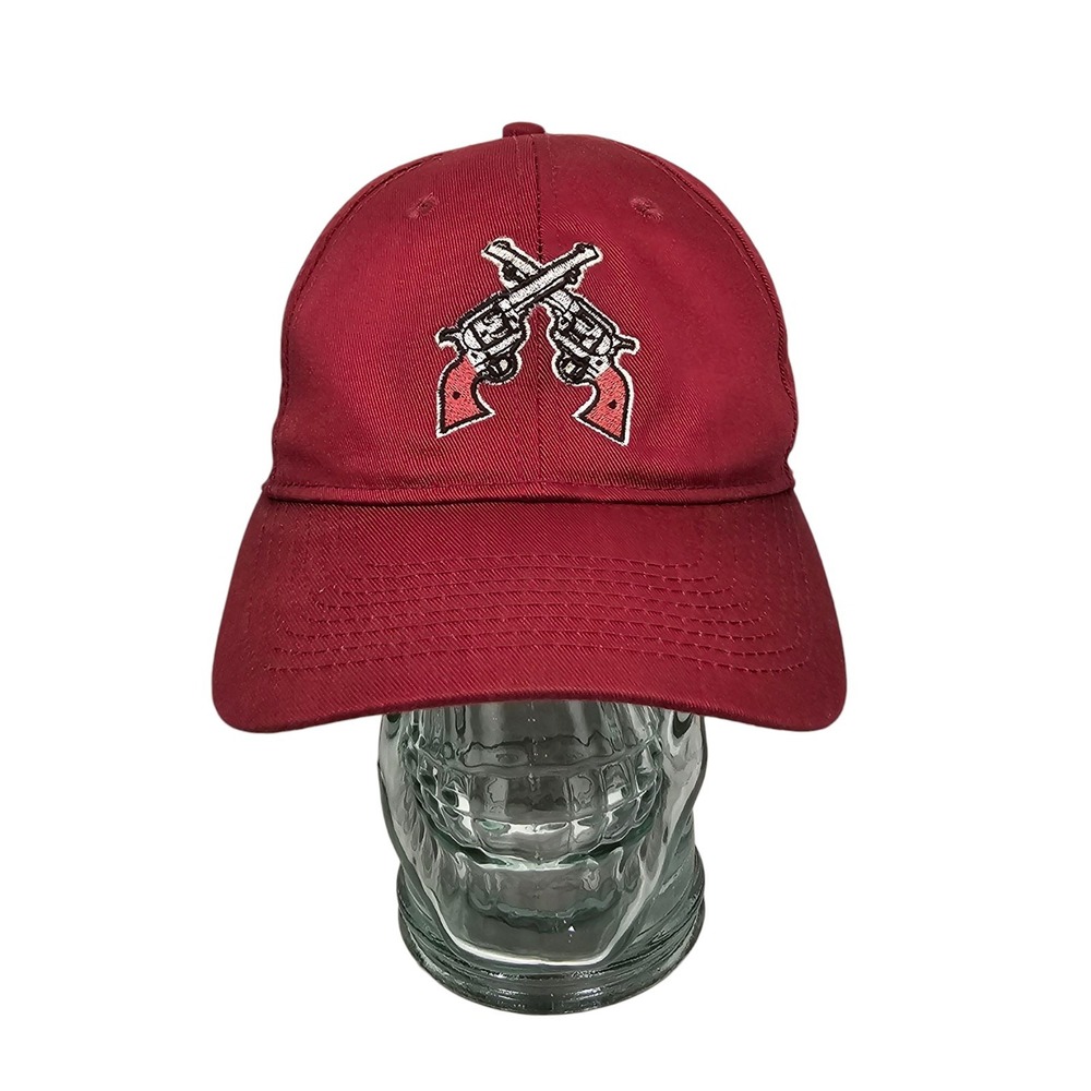 Two Pistol Logo Embroidered Mens‎ Strapback Cap Hat One Size Cowboy Red